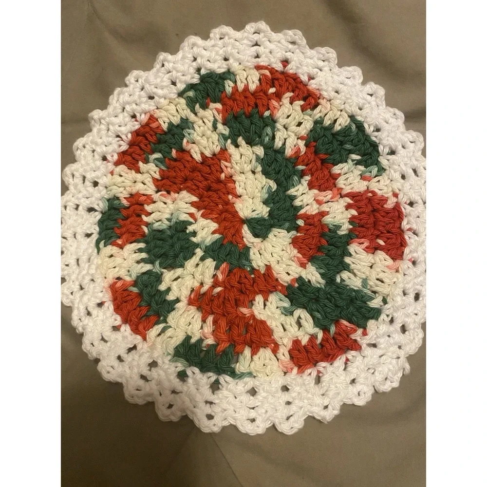Crochet Dish Cloth Wash Cloth Christmas Colores 100% Cotton Handmade